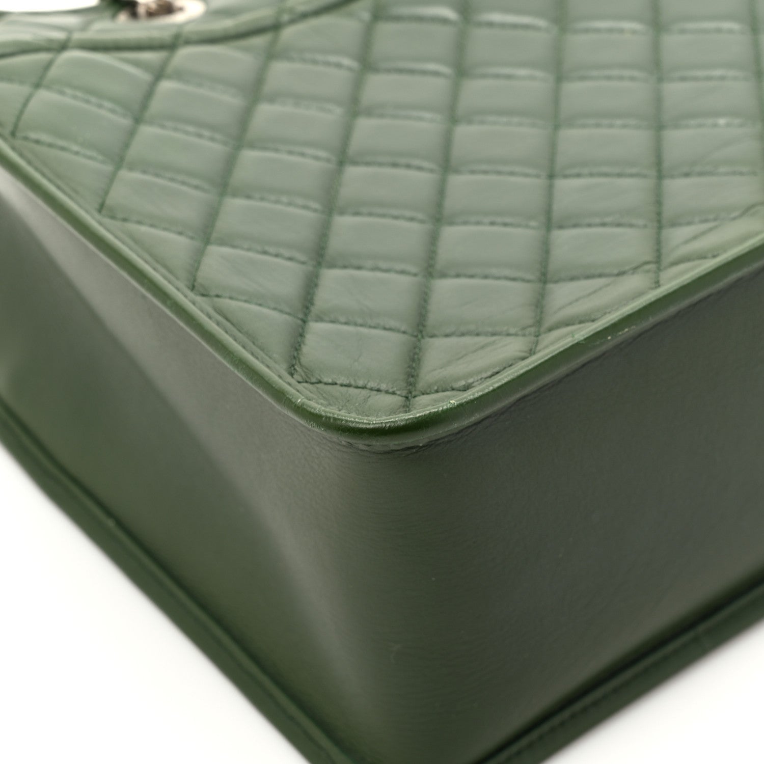 Chanel Aged Calfskin Quilted Large Working Vibe Camera Case Khaki