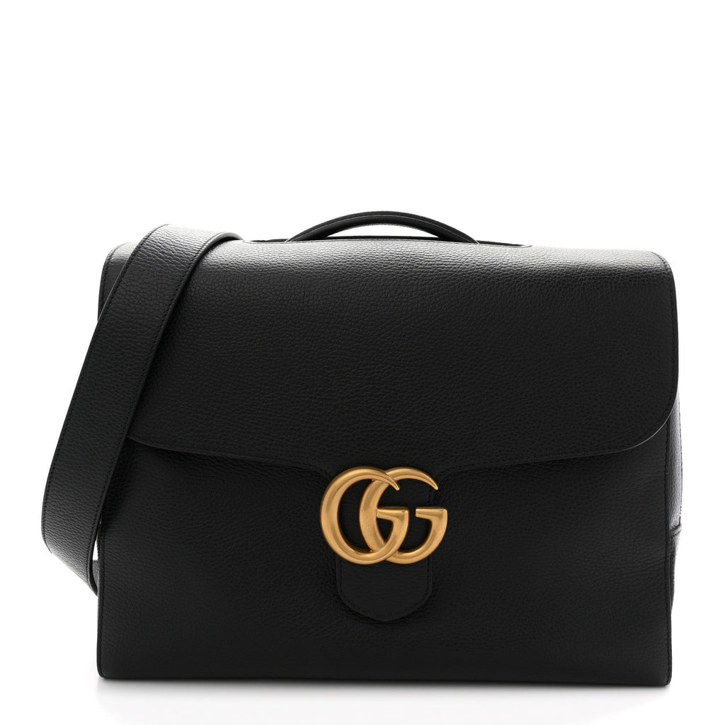 Gucci Dollar Calfskin GG Marmont Briefcase Black