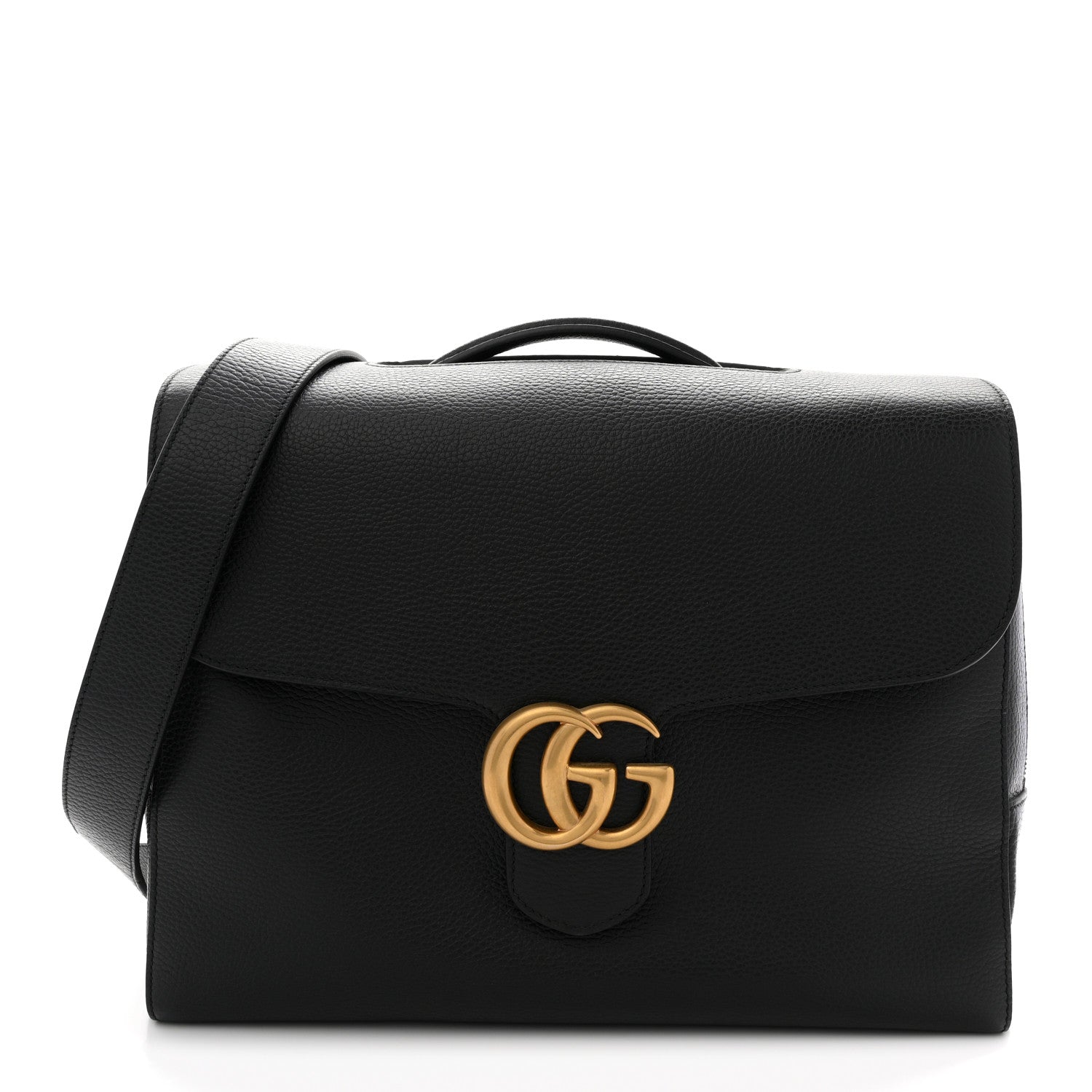 Gucci Dollar Calfskin GG Marmont Briefcase Black