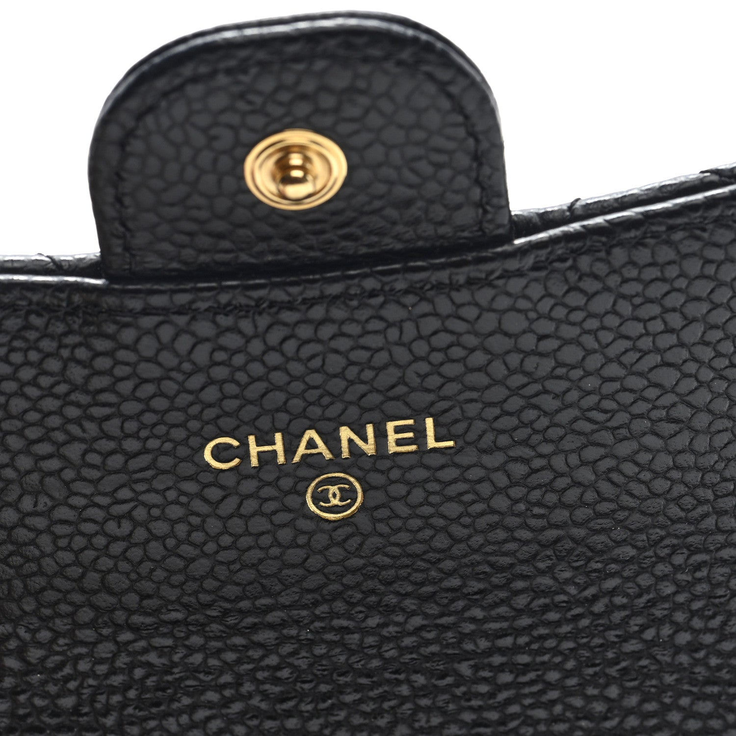 Caviar Quilted Flap Card Holder Wallet Black
