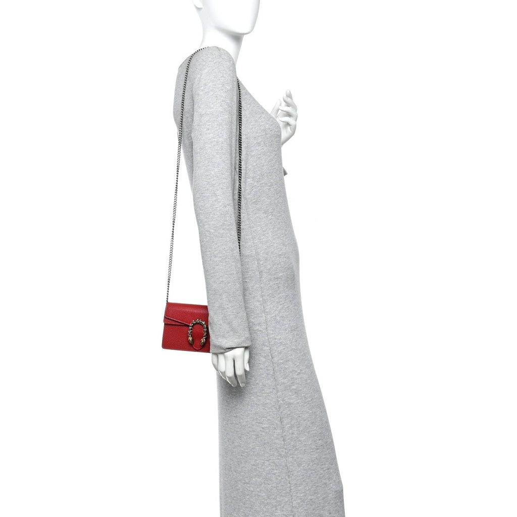 Gucci Dollar Calfskin Swarovski Crystal Small Dionysus Shoulder Bag Hibiscus Red