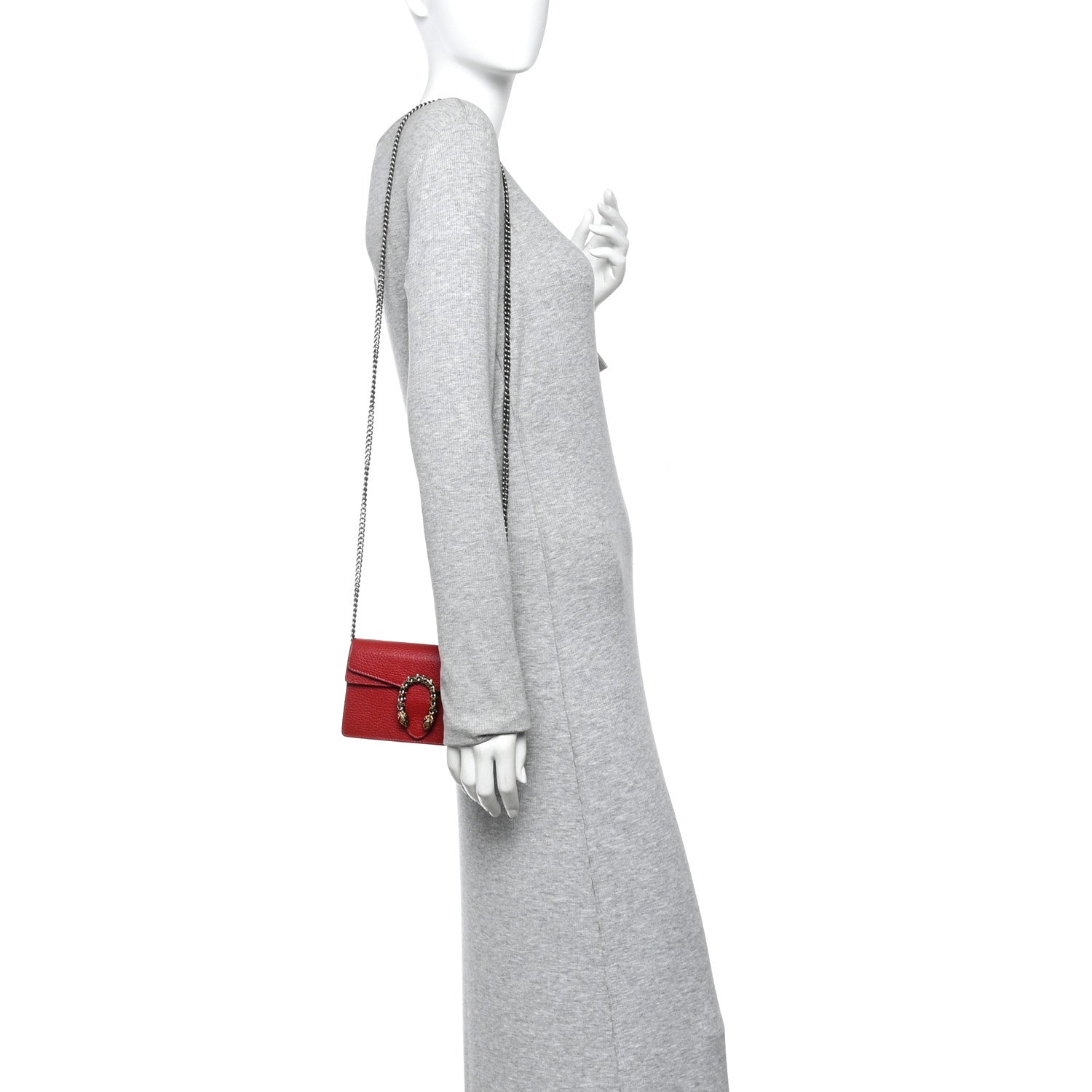 Gucci Dollar Calfskin Swarovski Crystal Small Dionysus Shoulder Bag Hibiscus Red