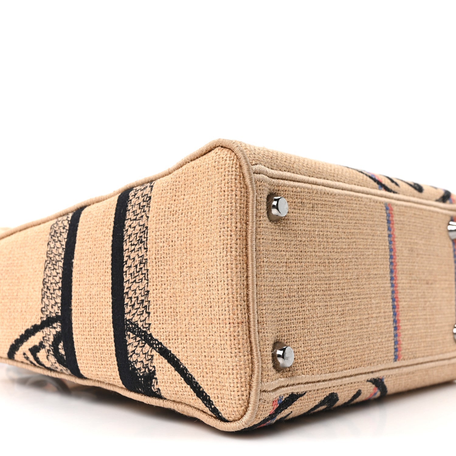 Christian Dior Canvas Jute Embroidered Medium Lady D-Lite Beige Multicolor