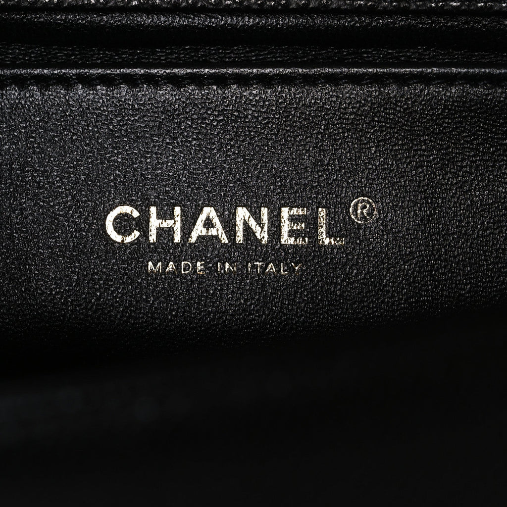 Chanel Caviar Chevron Quilted Medium Boy Flap Black
