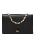 Gucci Calfskin Mini GG Marmont Chain Wallet Black