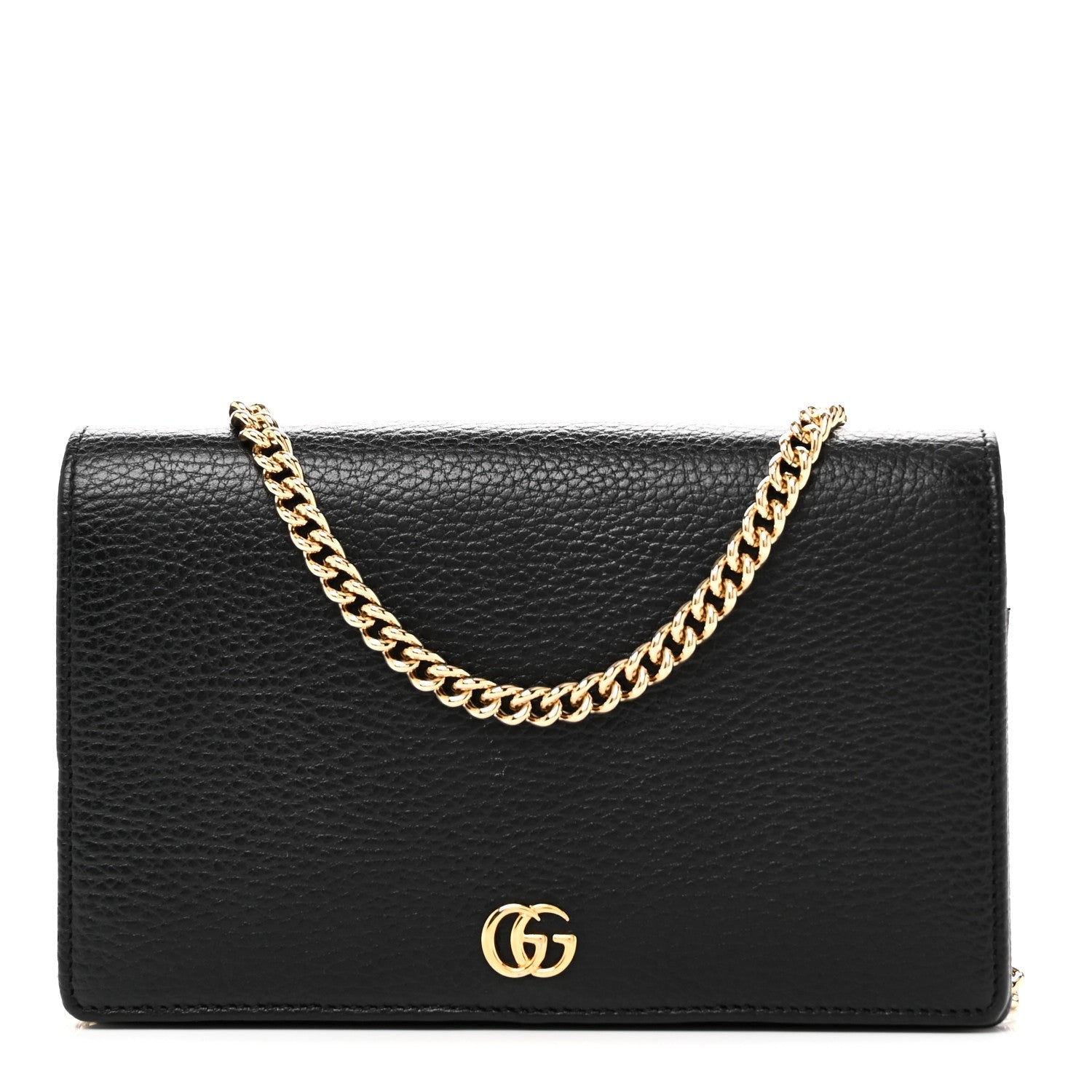 Gucci Calfskin Mini GG Marmont Chain Wallet Black