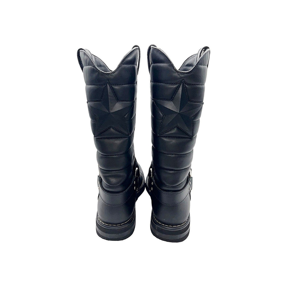 Chanel  Quilted Calfskin Star Biker Boots Sz 40