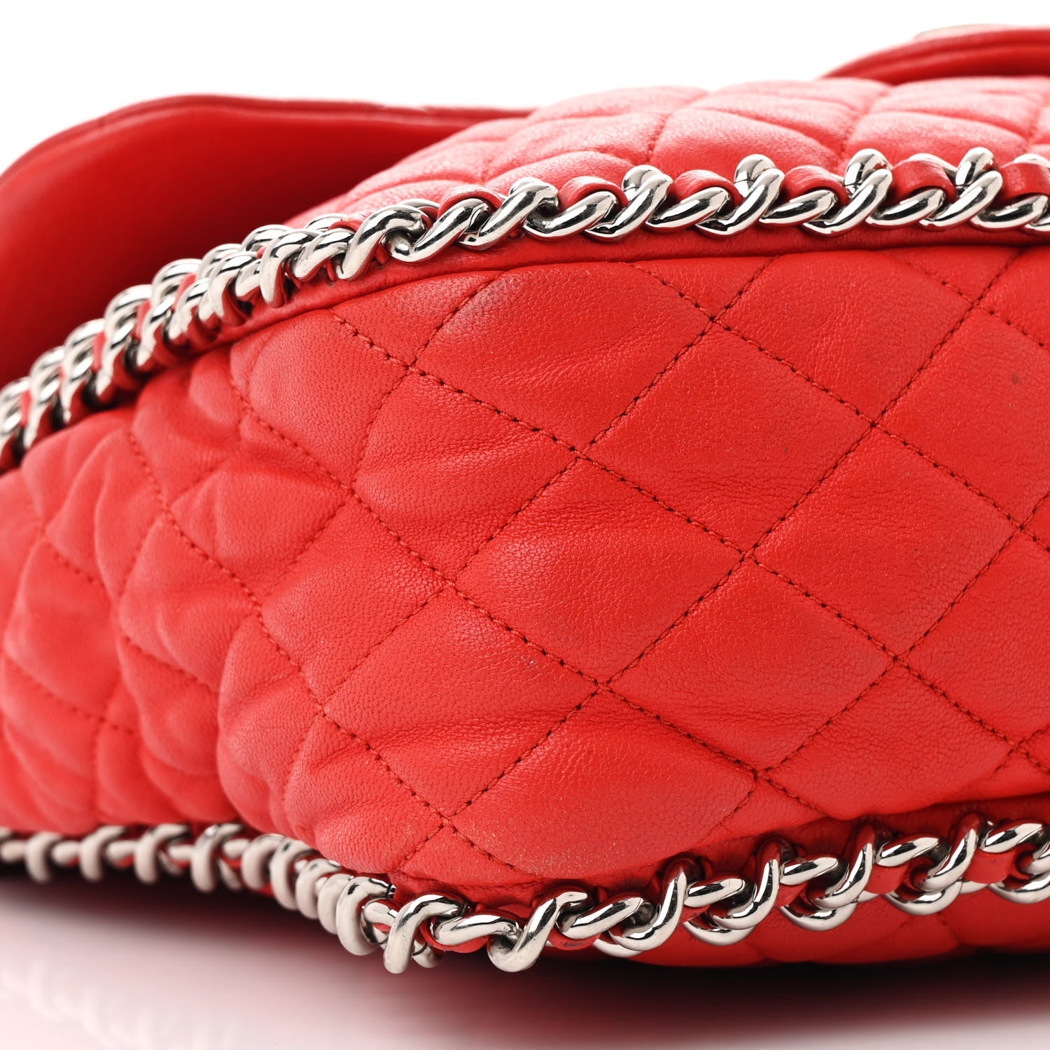 Chanel Washed Lambskin Quilted Maxi Chain Around Flap Red