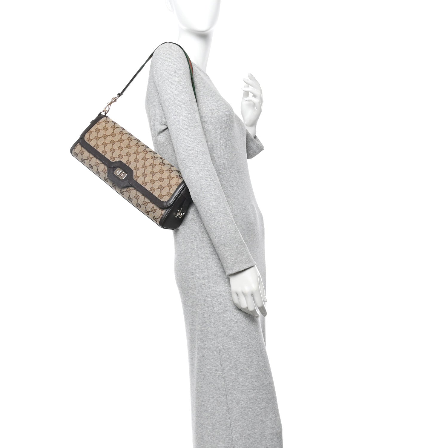 Gucci GG Monogram Medium Luce Shoulder Bag Beige Ebony