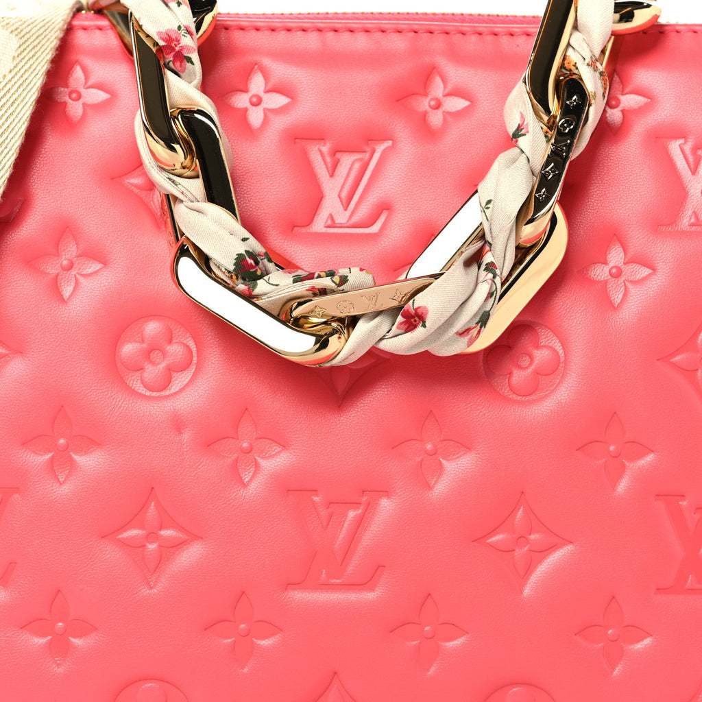 Louis Vuitton Lambskin Embossed Monogram Coussin PM Coral
