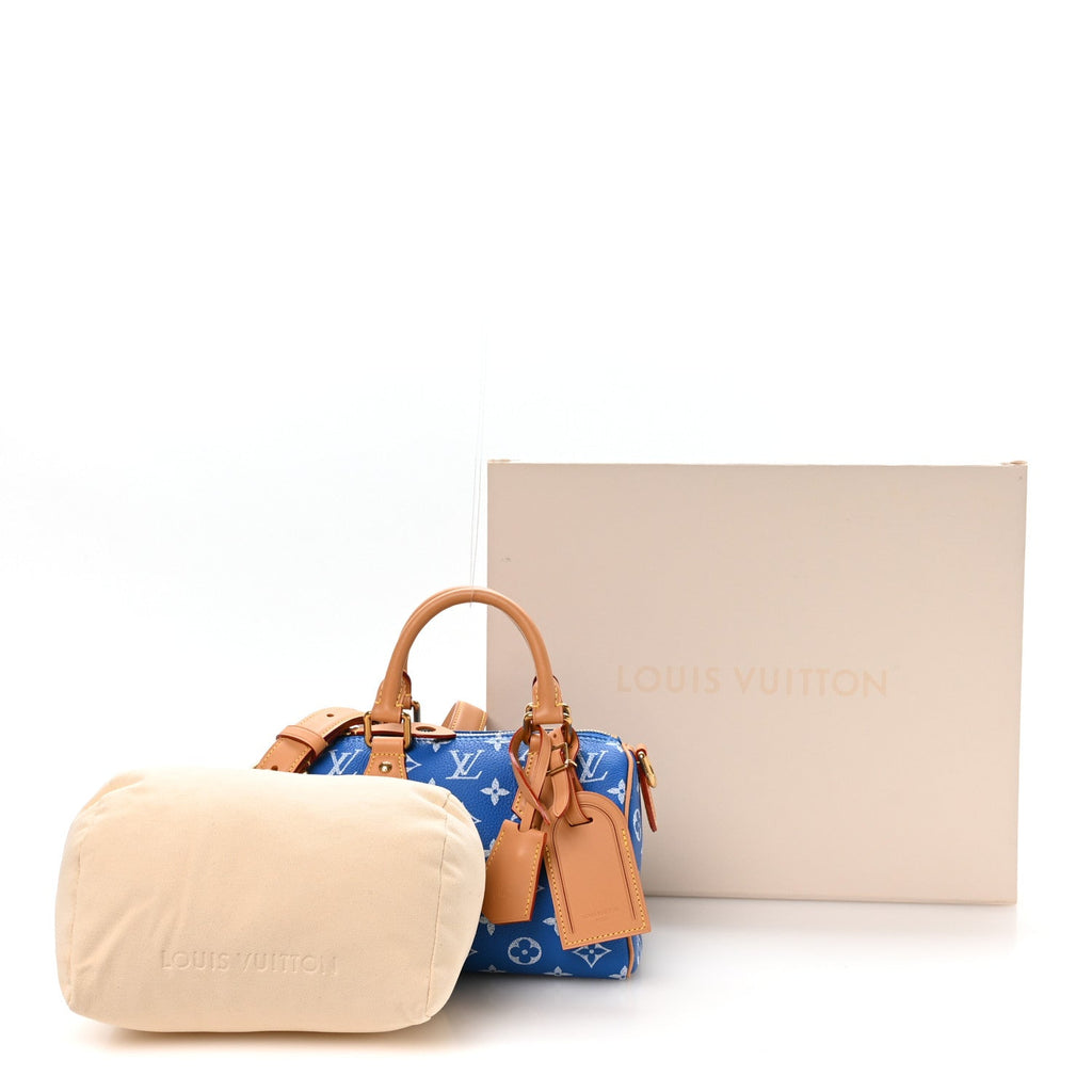 Louis Vuitton Calfskin Monogram Speedy P9 Bandouliere 20 Blue