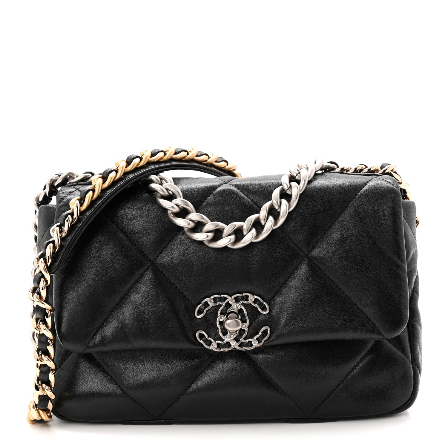 Chanel Lambskin Quilted Medium Chanel 19 Flap Black
