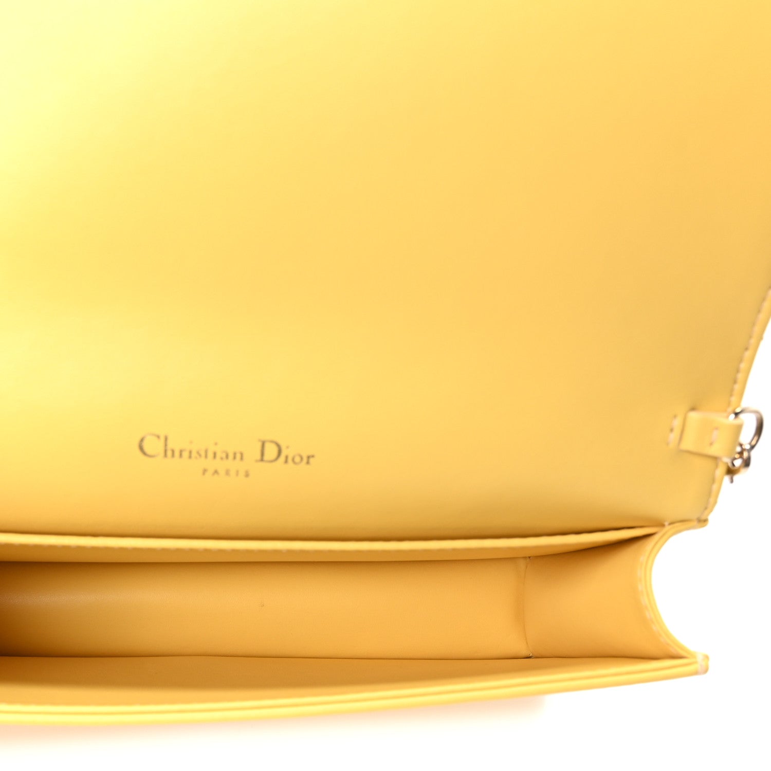 Christian Dior Calfskin Satin Bead Embroidery Lady Dior Clutch Gold Yellow
