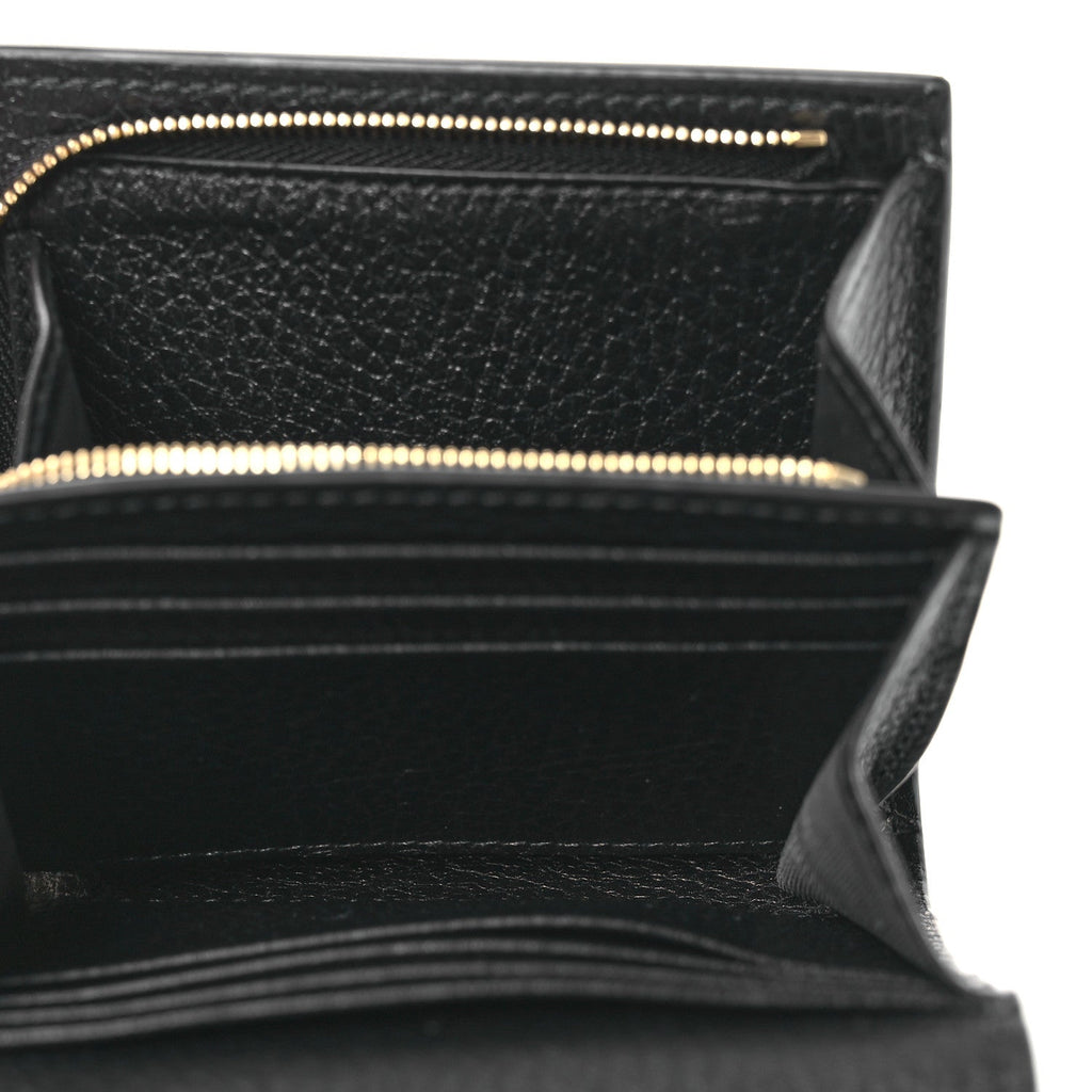 Gucci Dollar Calfskin GG Supreme Monogram Medium GG Marmont Wallet Black Beige Ebony