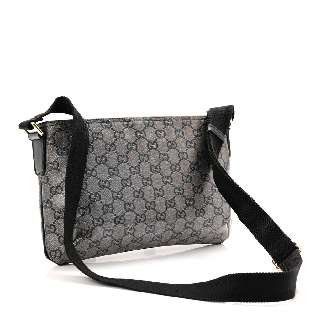Gucci Crystal Monogram Small Flat Messenger Crossbody Navy