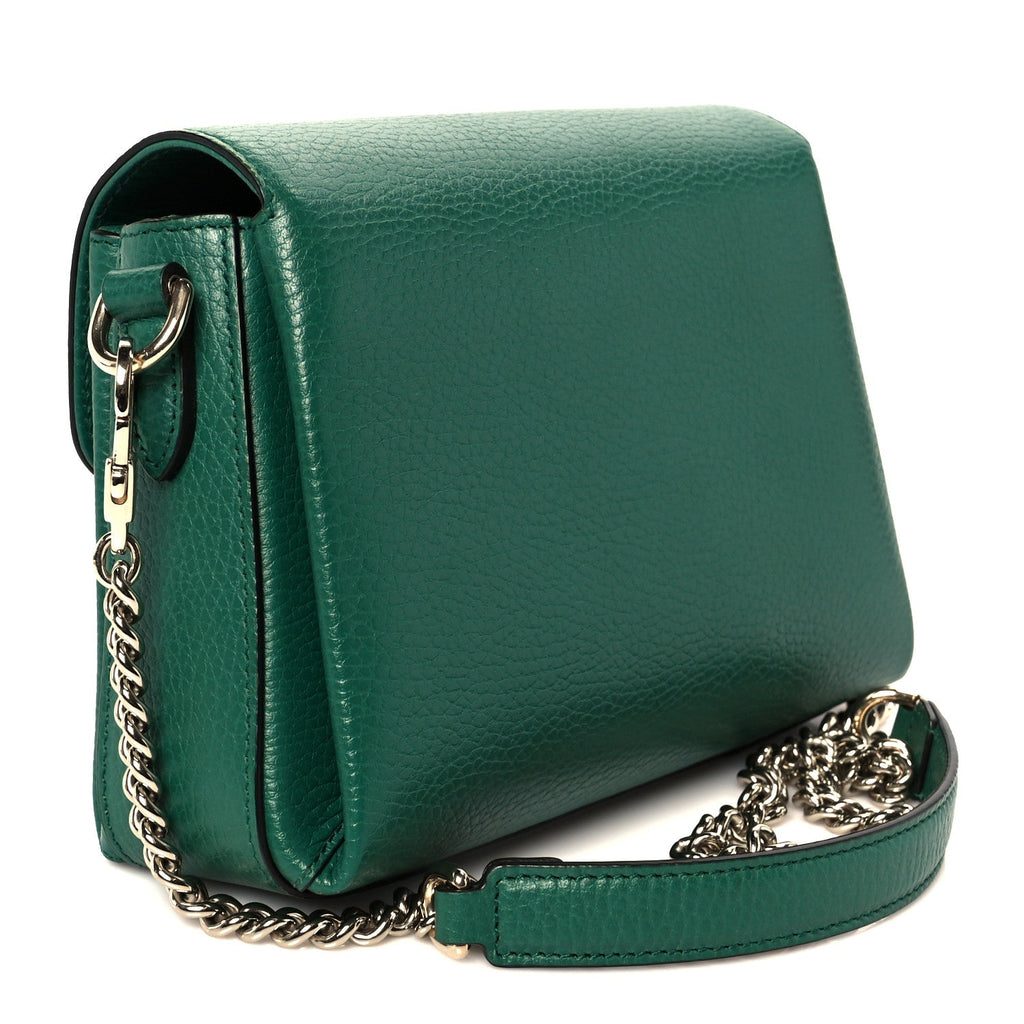 Gucci Dollar Calfskin Interlocking G Crossbody Bag Emerald
