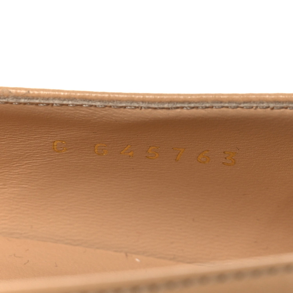 Lambskin Grosgrain Pointed Toe CC Ballet Flats 39 Beige Black