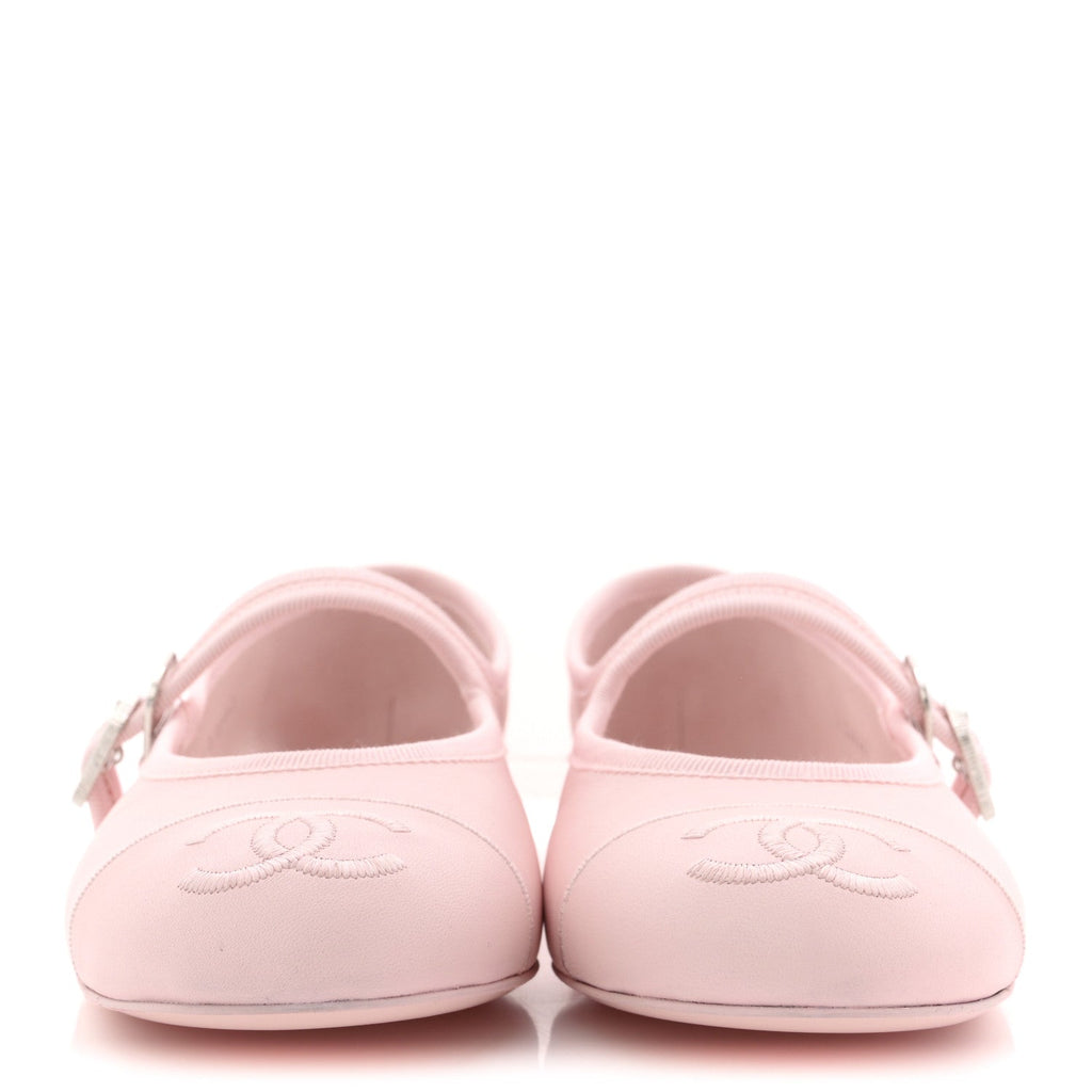 Lambskin Mary Jane Flats 38 Light Pink