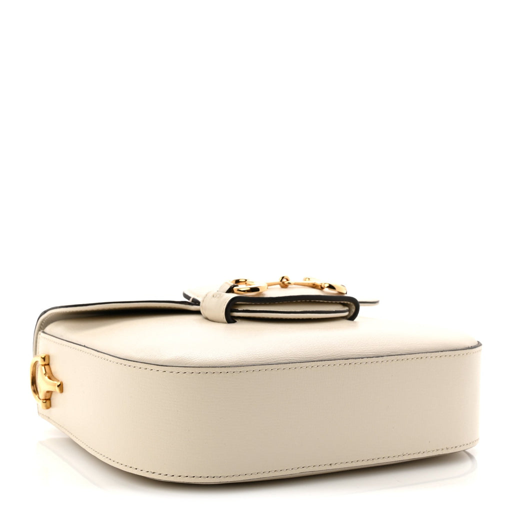 Gucci Azalea Calfskin Web Mini Horsebit 1955 Shoulder Bag Mystic White