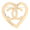 Metal CC Heart Coco In Love Brooch Gold