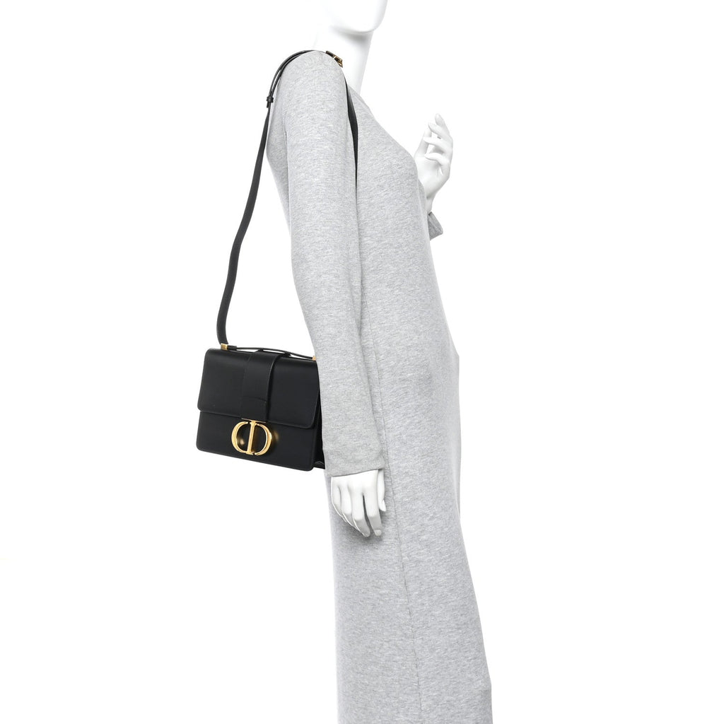 Christian Dior Box Calfskin 30 Montaigne Flap Bag Black