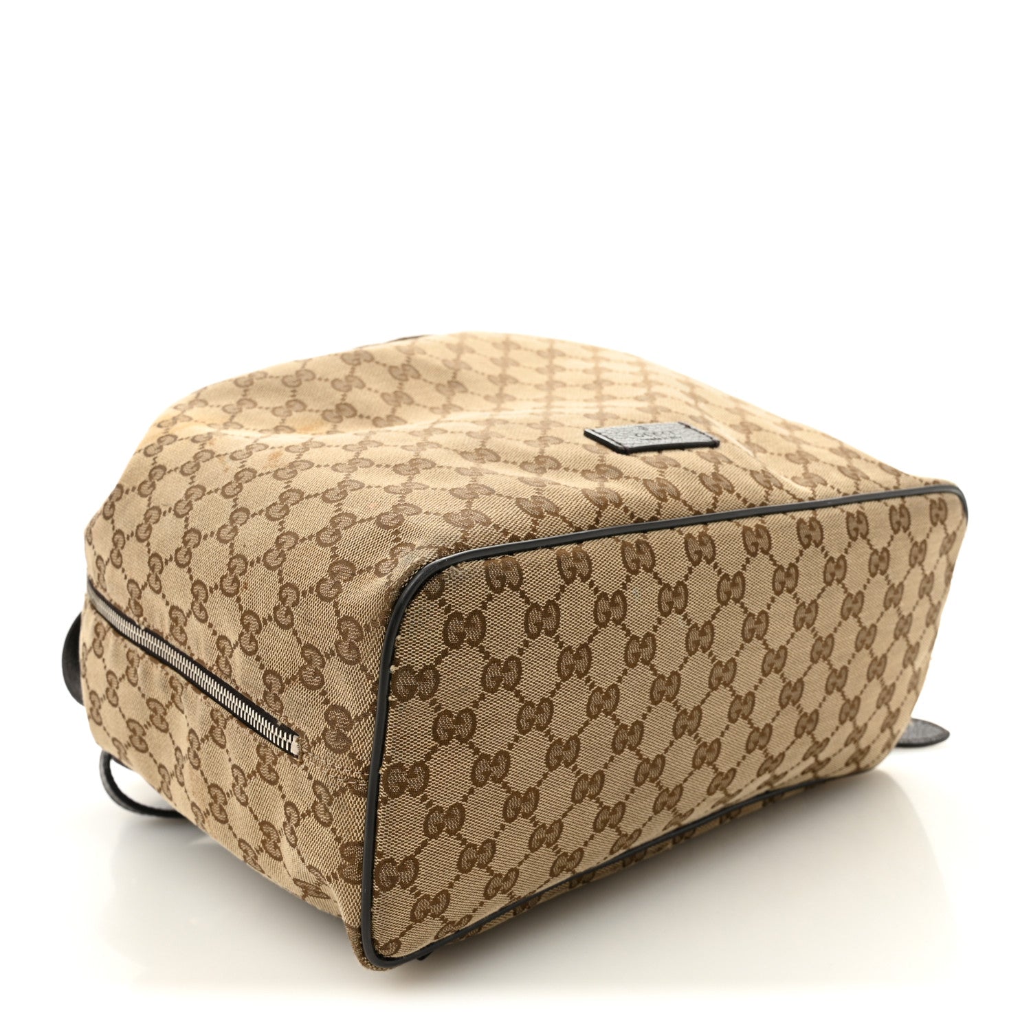 Gucci Monogram Dollar Calfskin O Drawstring Backpack Beige Ebony Testa di Moro Dark Chocolate