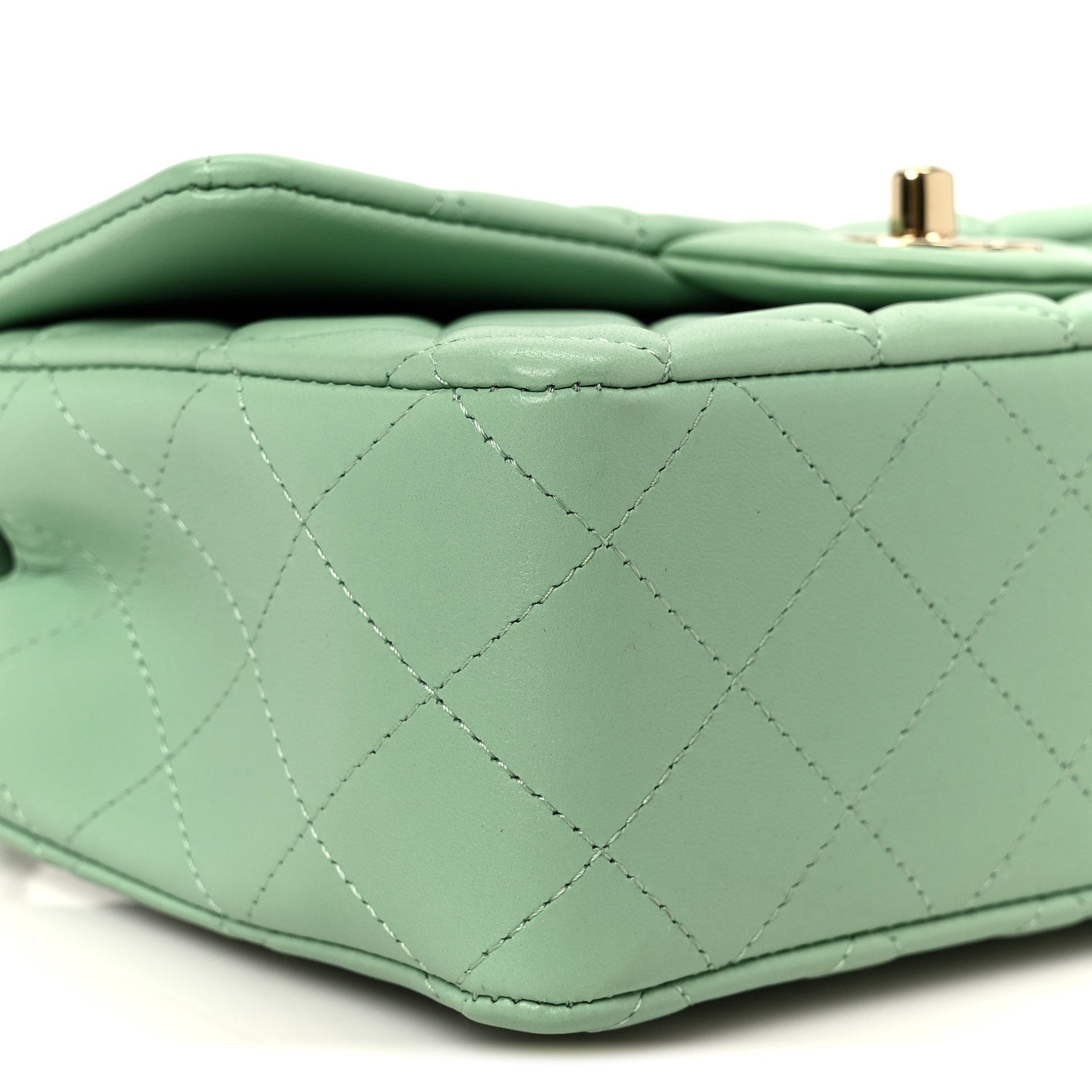 Chanel Lambskin Quilted Mini Rectangular Flap Green