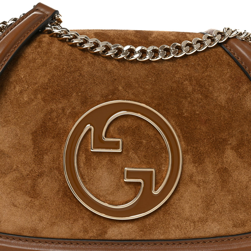 Gucci Suede Calfskin Blondie Medium Shoulder Bag Light Brown