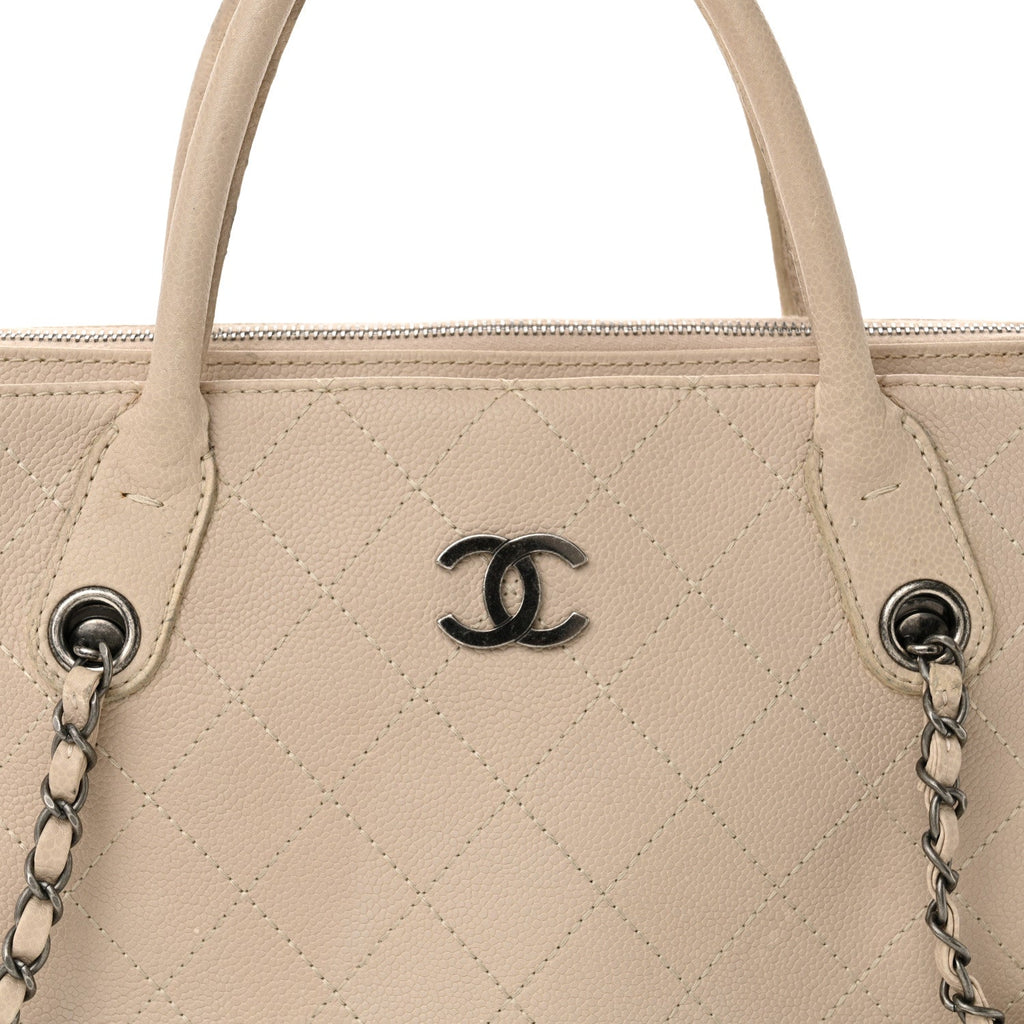 Chanel Grained Vegetal Calfskin Small Urban Shopping Tote Beige