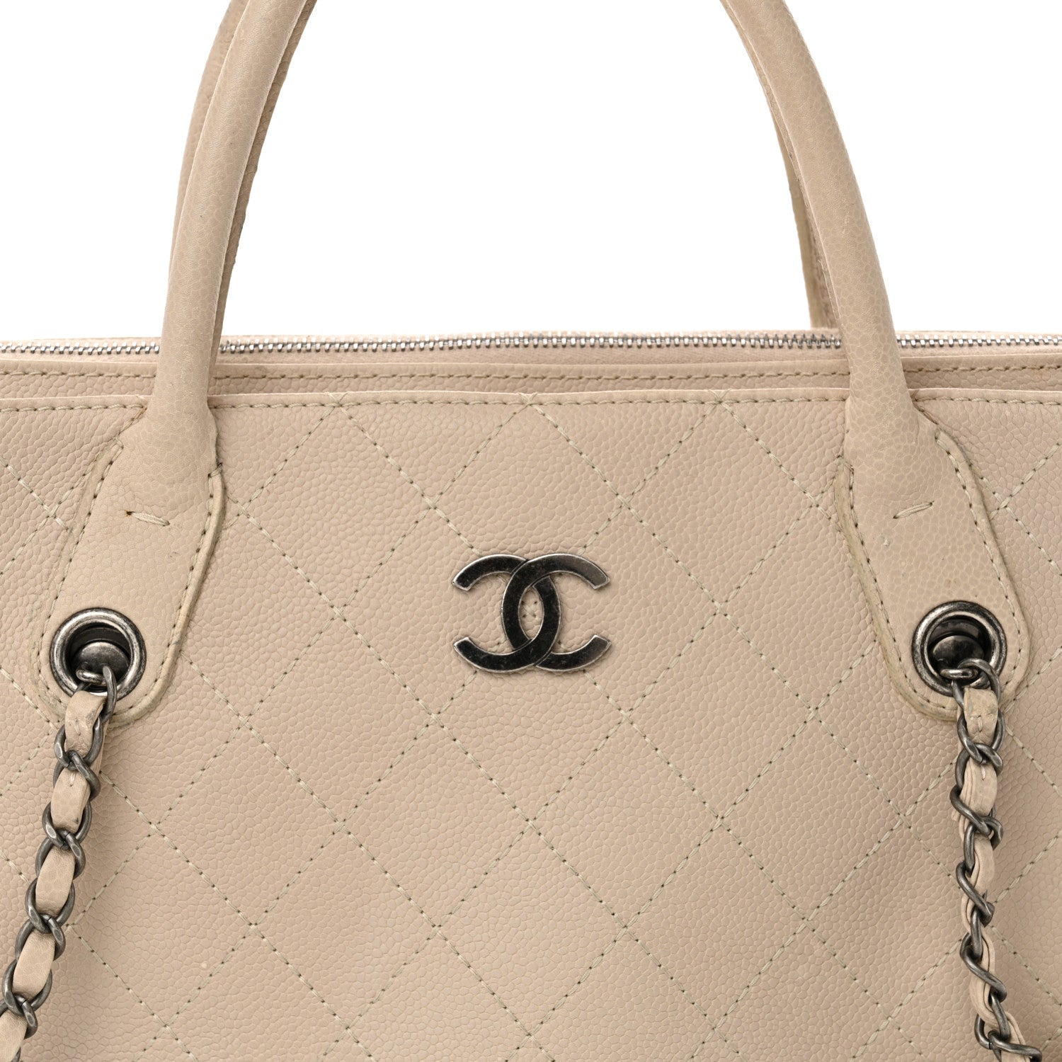 Chanel Grained Vegetal Calfskin Small Urban Shopping Tote Beige