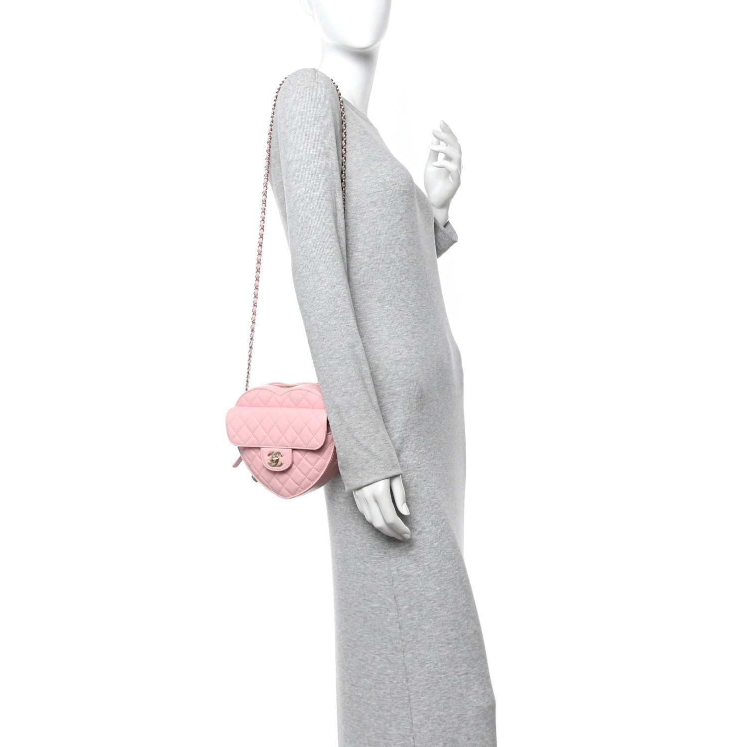 Chanel Lambskin Quilted Large CC In Love Heart Bag Light Pink