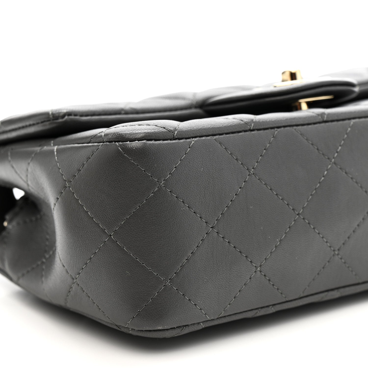 Chanel Lambskin Quilted Mini Rectangular Flap Dark Grey