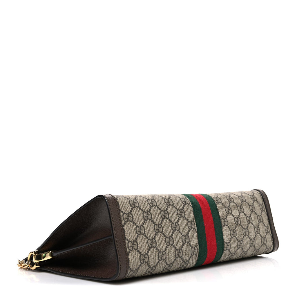 Gucci GG Supreme Monogram Web Medium Ophidia Chain Shoulder Bag Brown