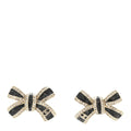 Glitter Enamel Crystal Bow Stud Earrings Black Gold