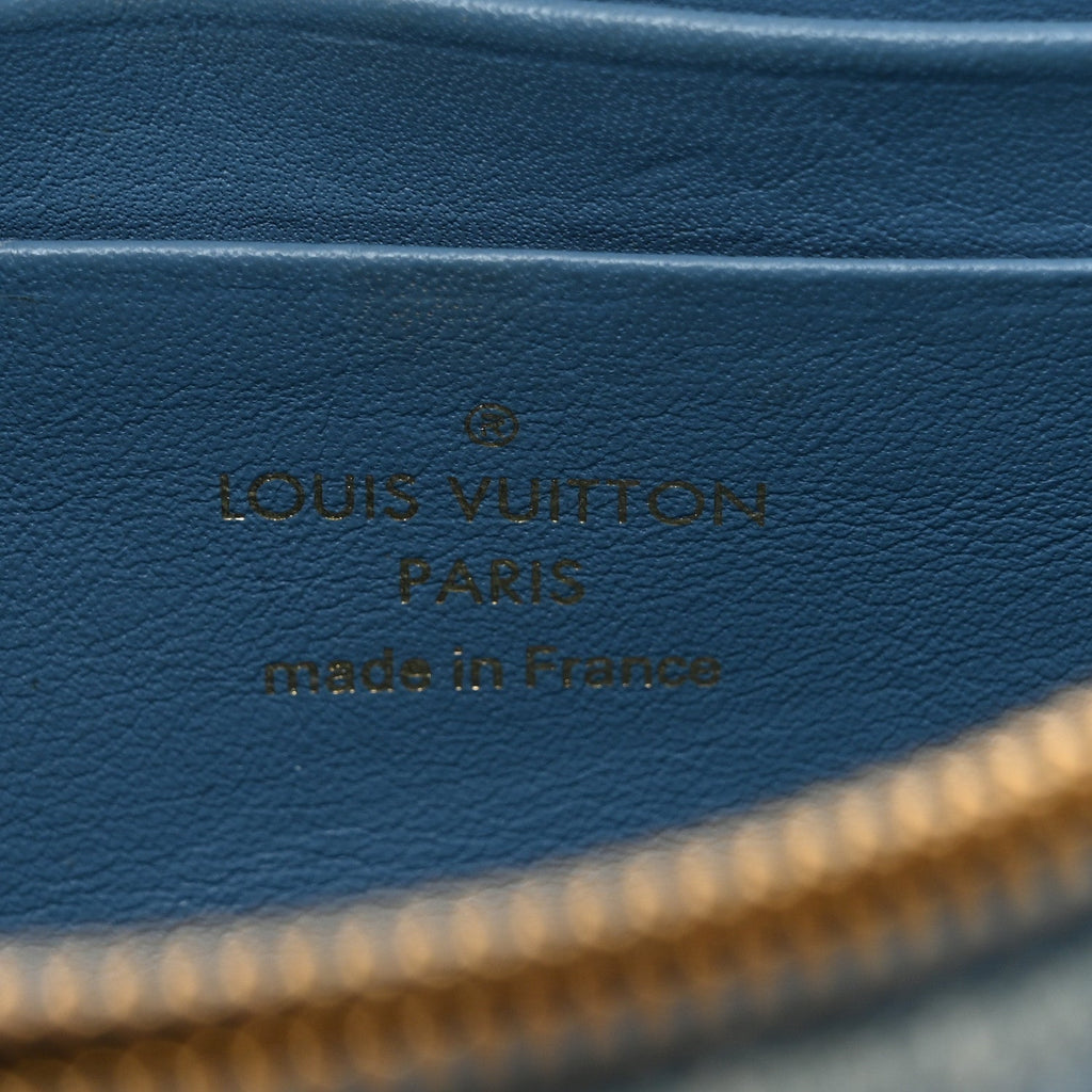 Louis Vuitton Embroidered Monogram Denim New Wave Chain Pochette Blue