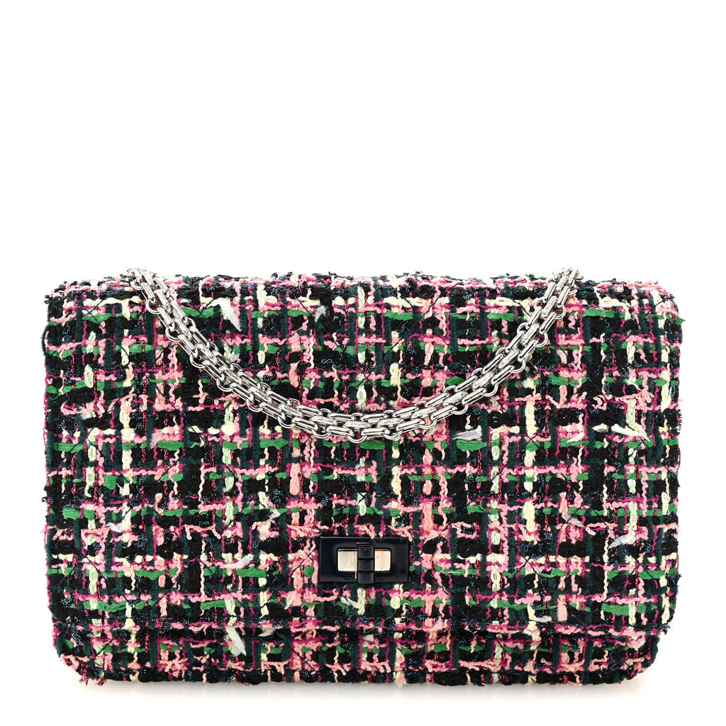 Chanel Tweed Quilted Reissue Wallet On Chain WOC Pink Multicolor