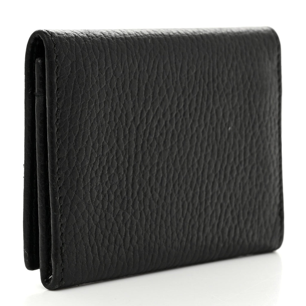 Gucci Pebbled Calfskin GG Marmont Card Case Black