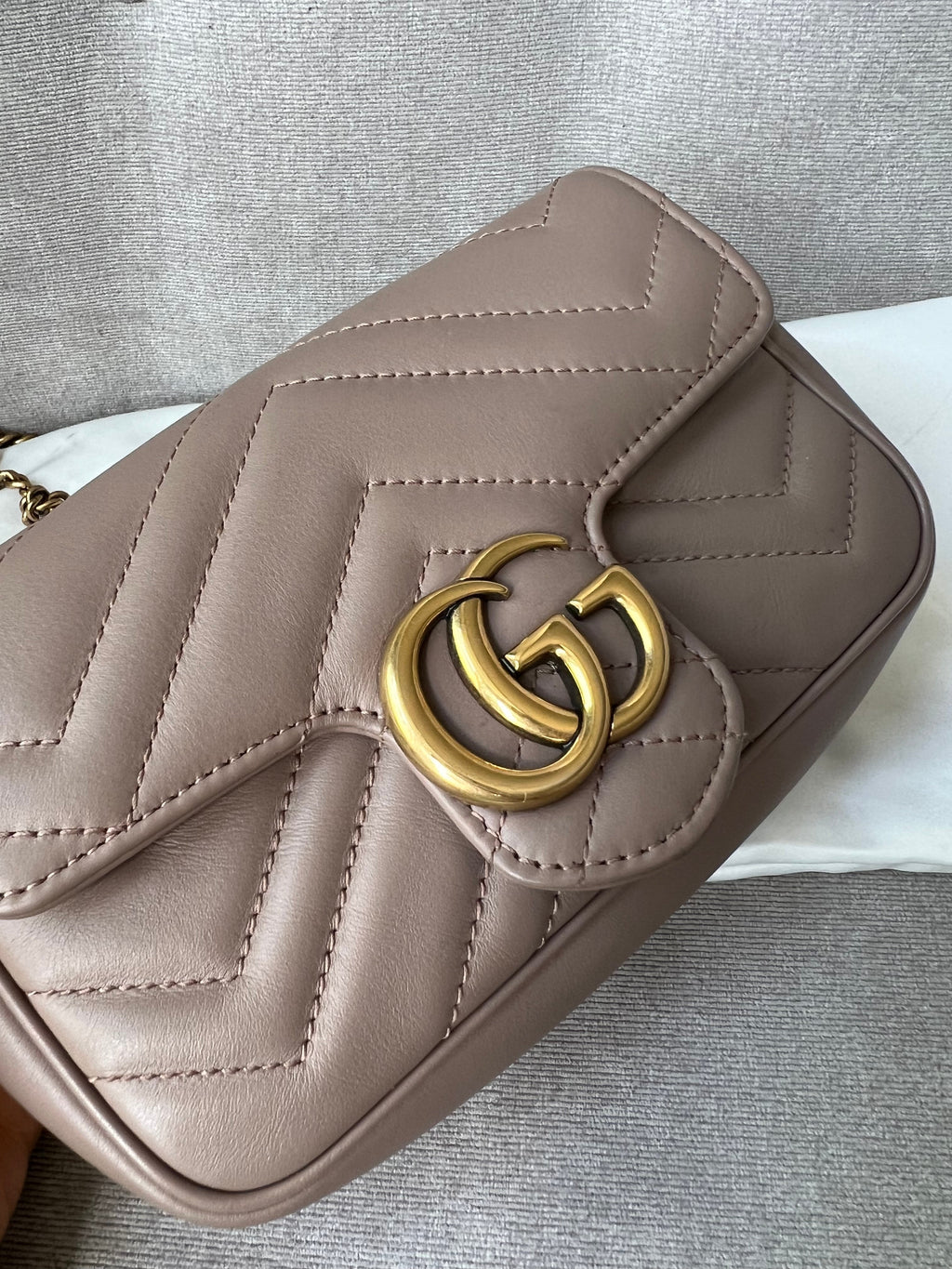Gucci GG Dusty Pink Marmont Super Mini Shoulder Bag