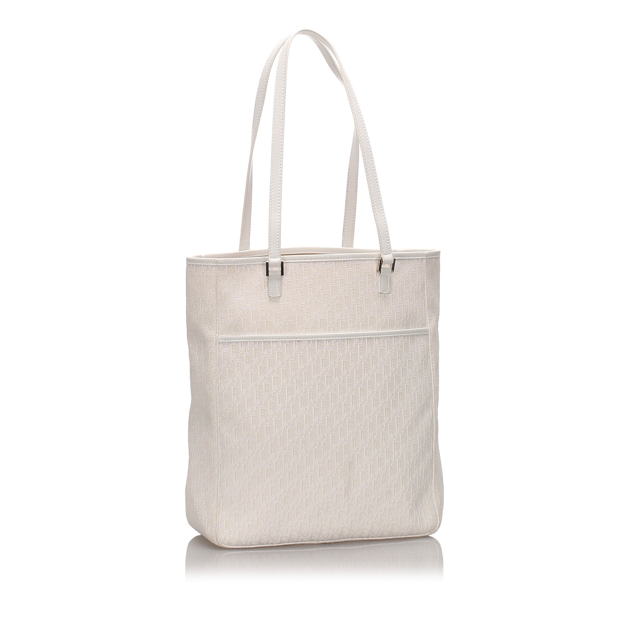 Pre-Loved Dior White Canvas Fabric Oblique Tote Bag France