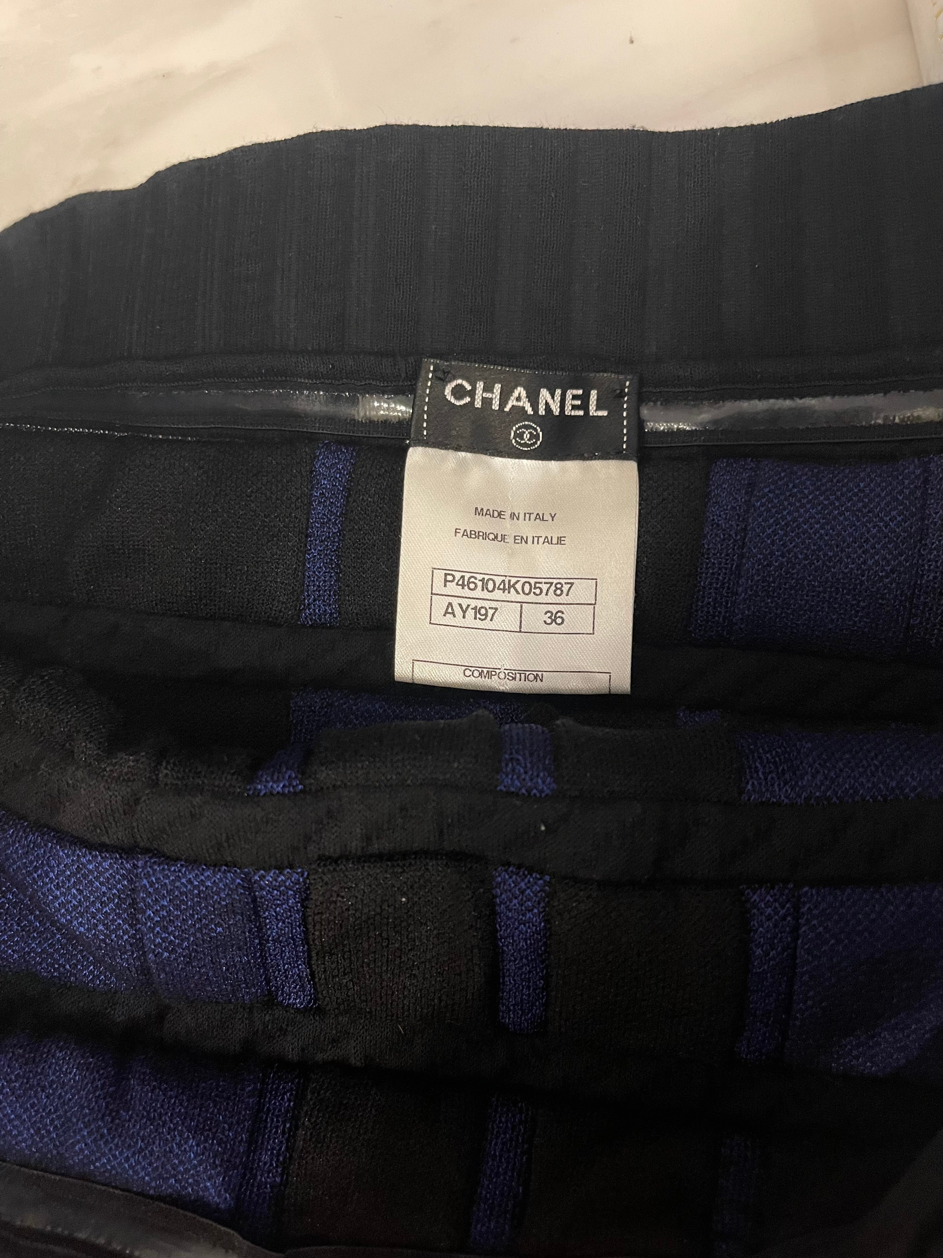 Chanel Spring 2013 Black and Electric Blue Checked Bandeau Dress Size FR 36 (UK 8)