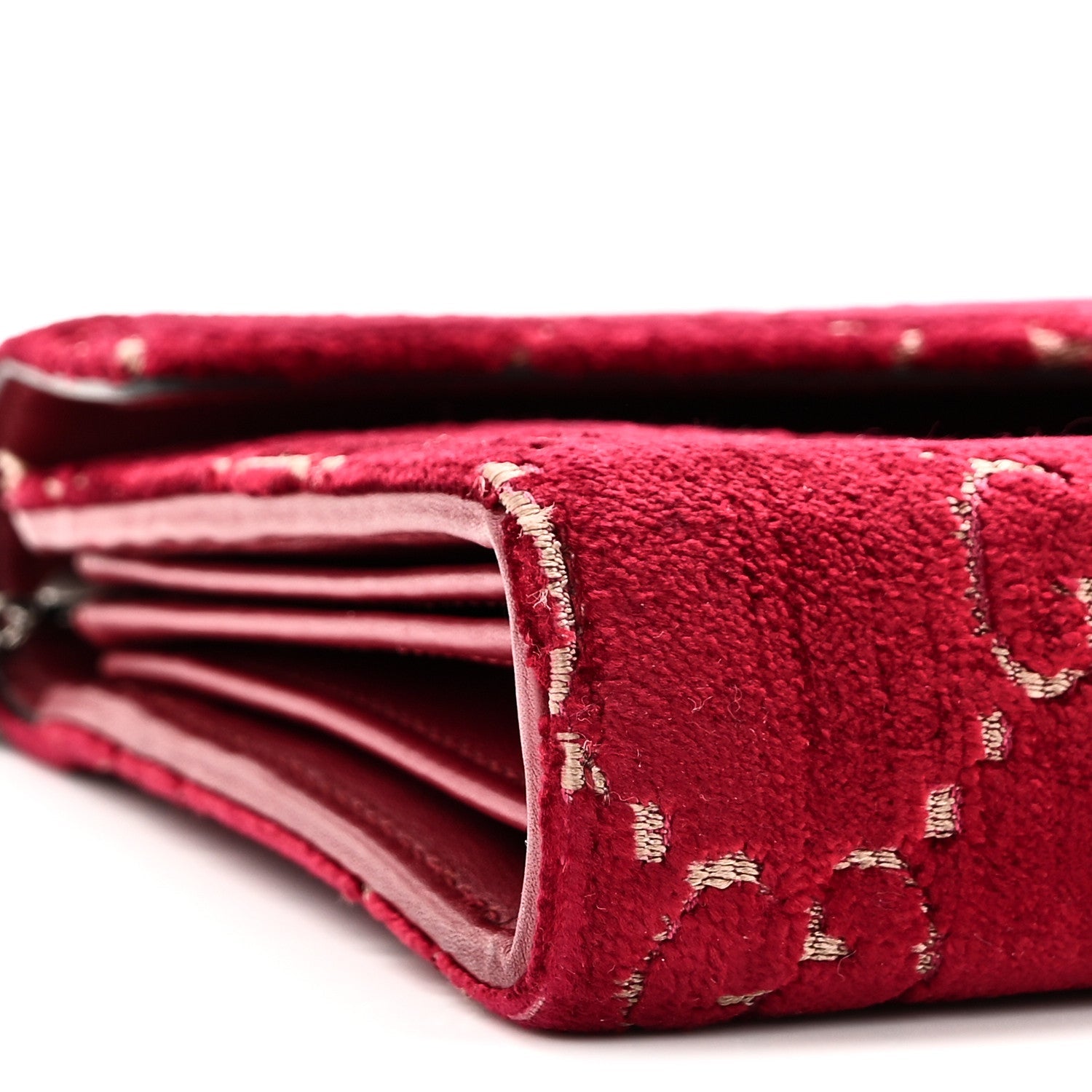 Gucci Velvet GG Monogram Mini Dionysus Chain Wallet Red Cipria