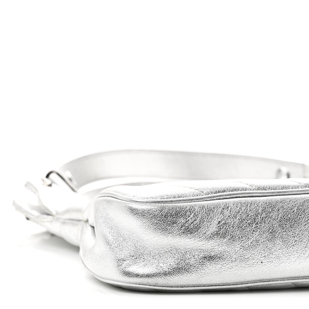 Gucci Sakai Be Green Calfskin Diagonal Stitched Small Blondie Tote Silver