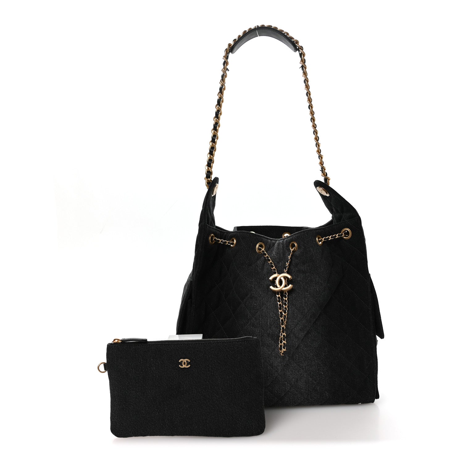 Chanel Washed Denim Quilted Medium Chanel 25 Handbag Black