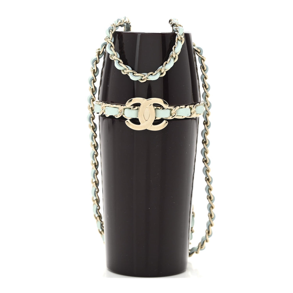 Chanel Lucite Lipstick Case On Chain Burgundy Blue