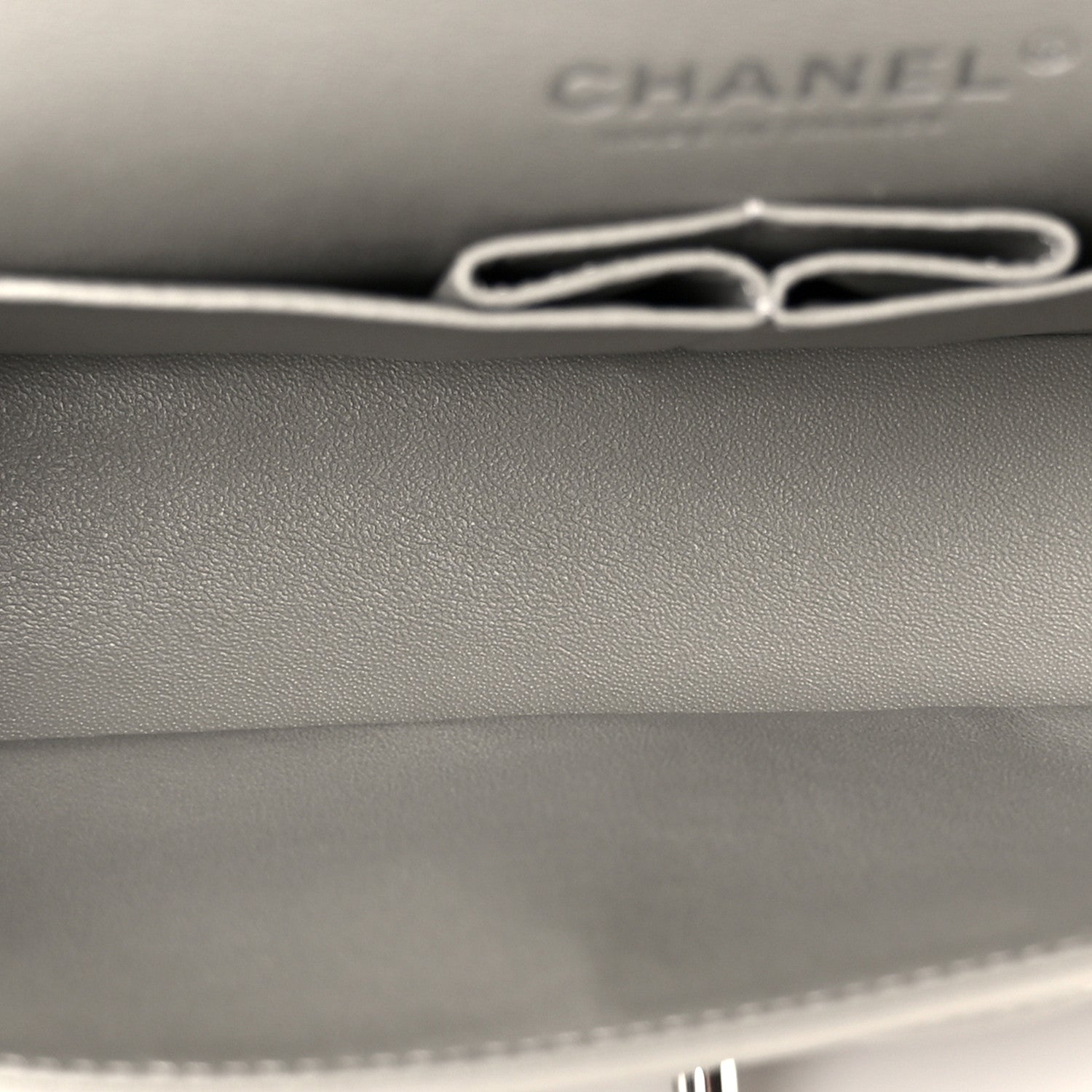 Chanel Lambskin Quilted Medium Double Flap Grey