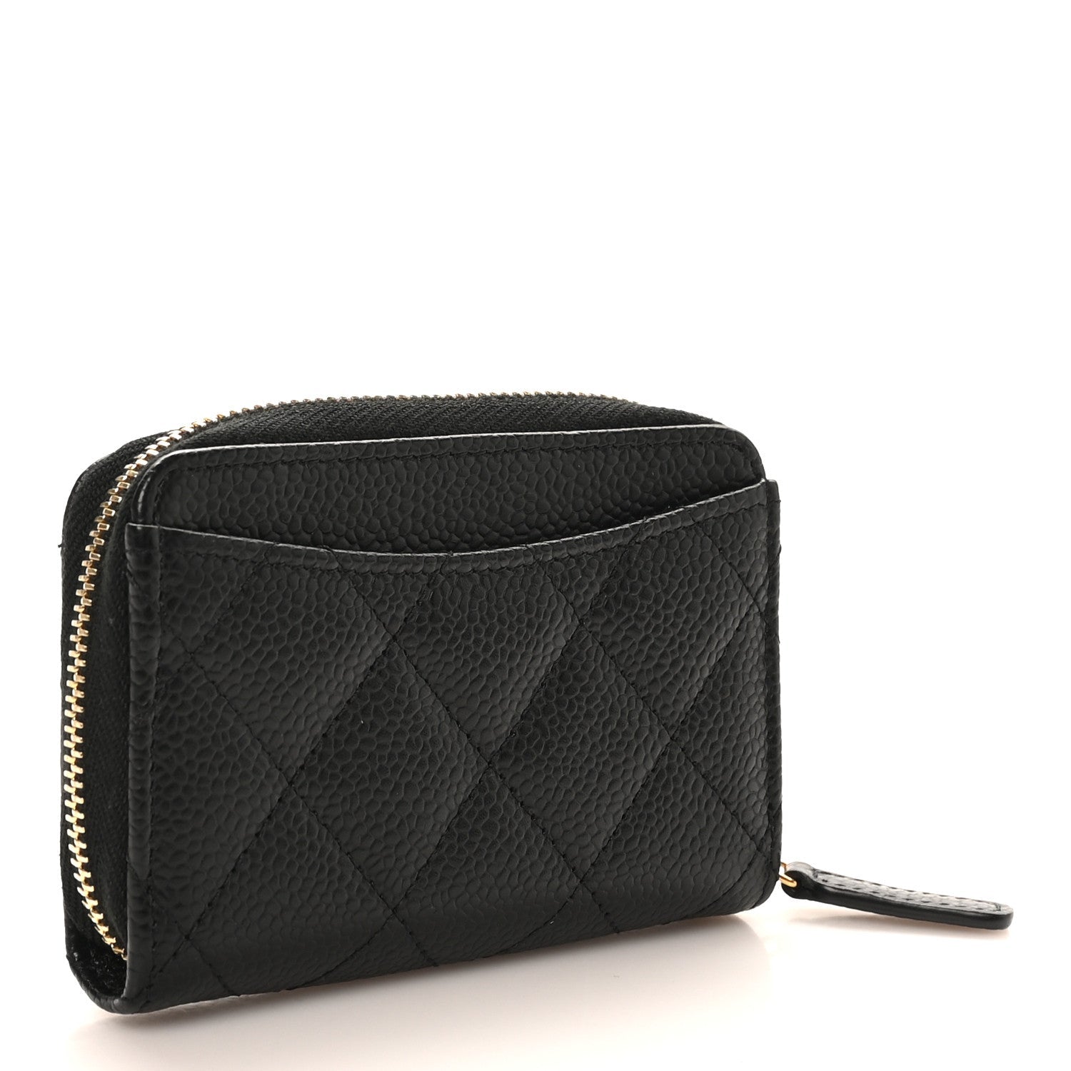 Caviar Quilted Zip Coin Purse Black