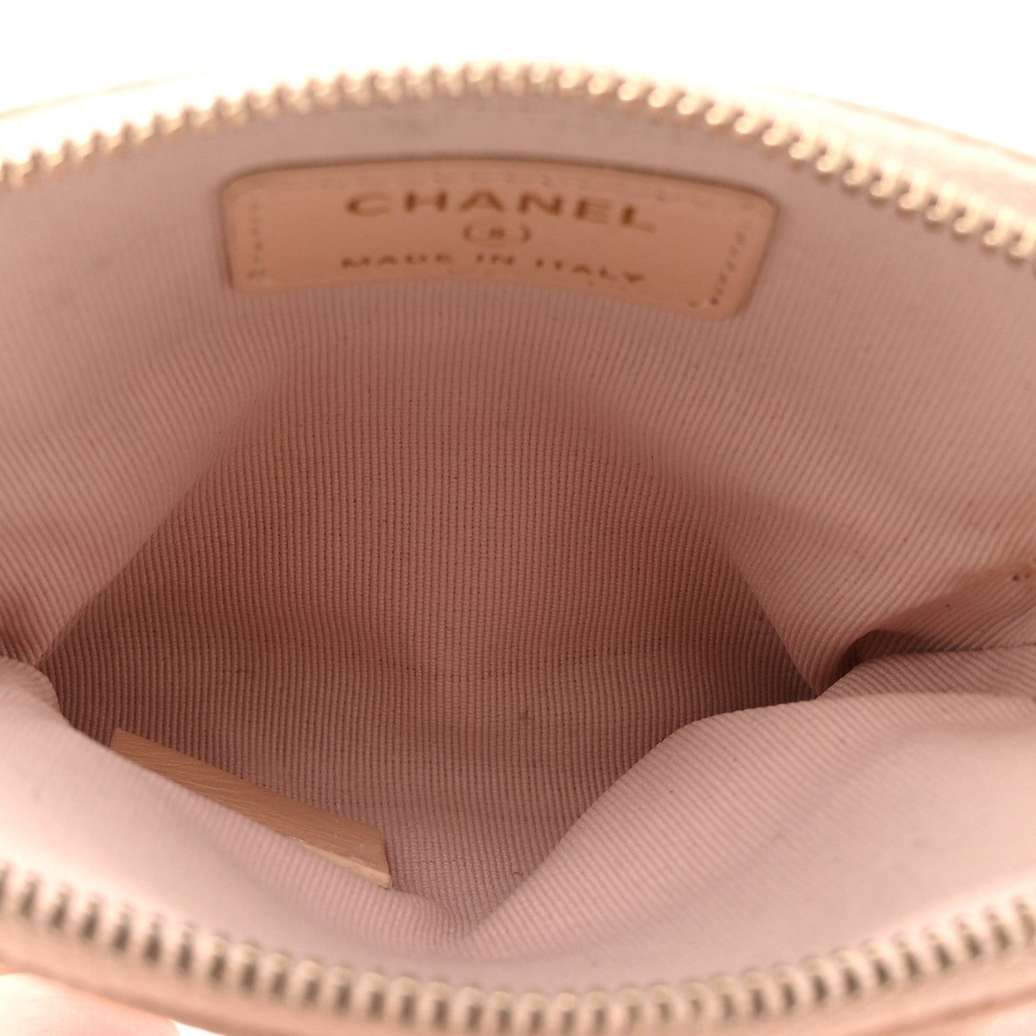 Caviar Quilted Zip Card Holder Wallet Light Beige
