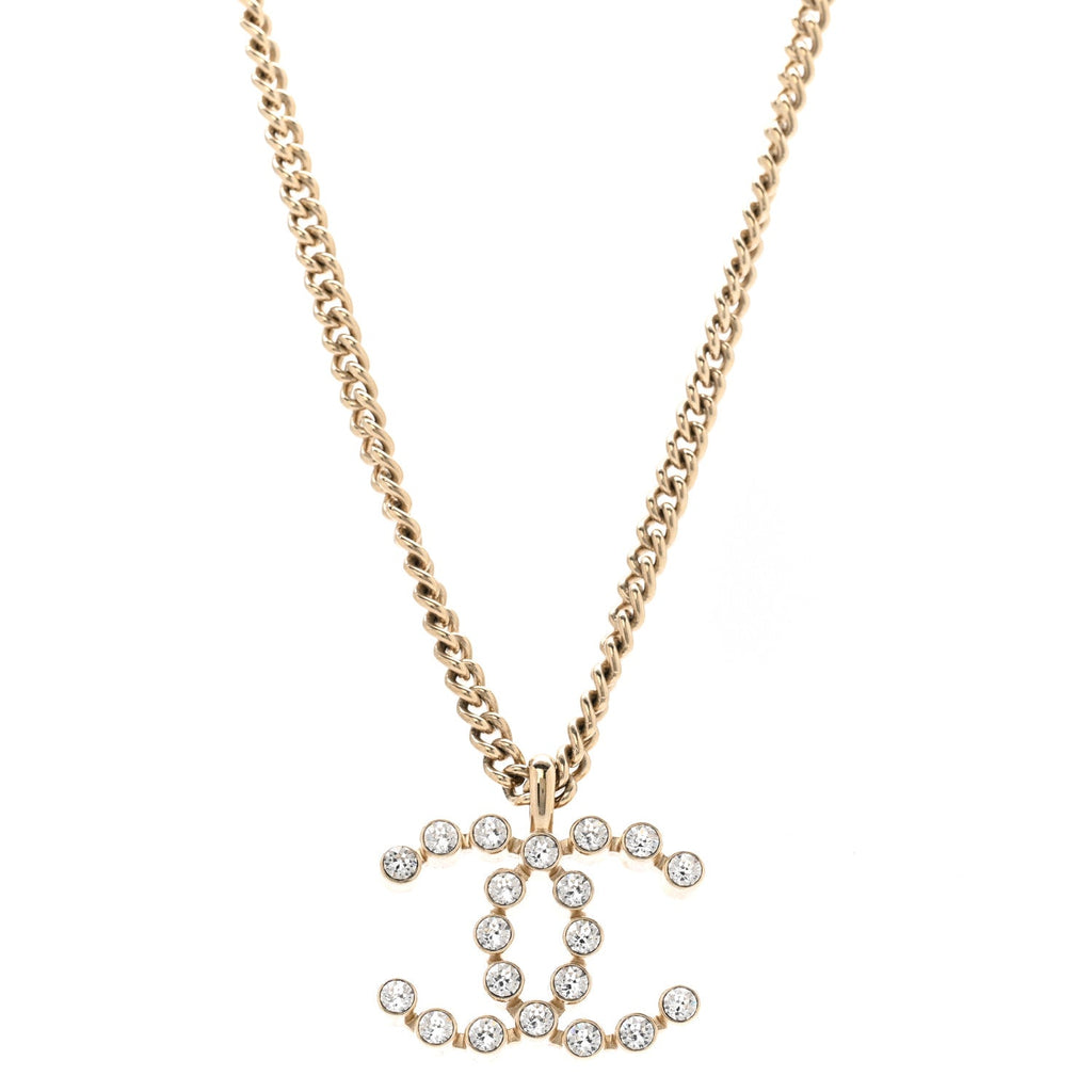 Crystal CC Pendant Necklace Gold