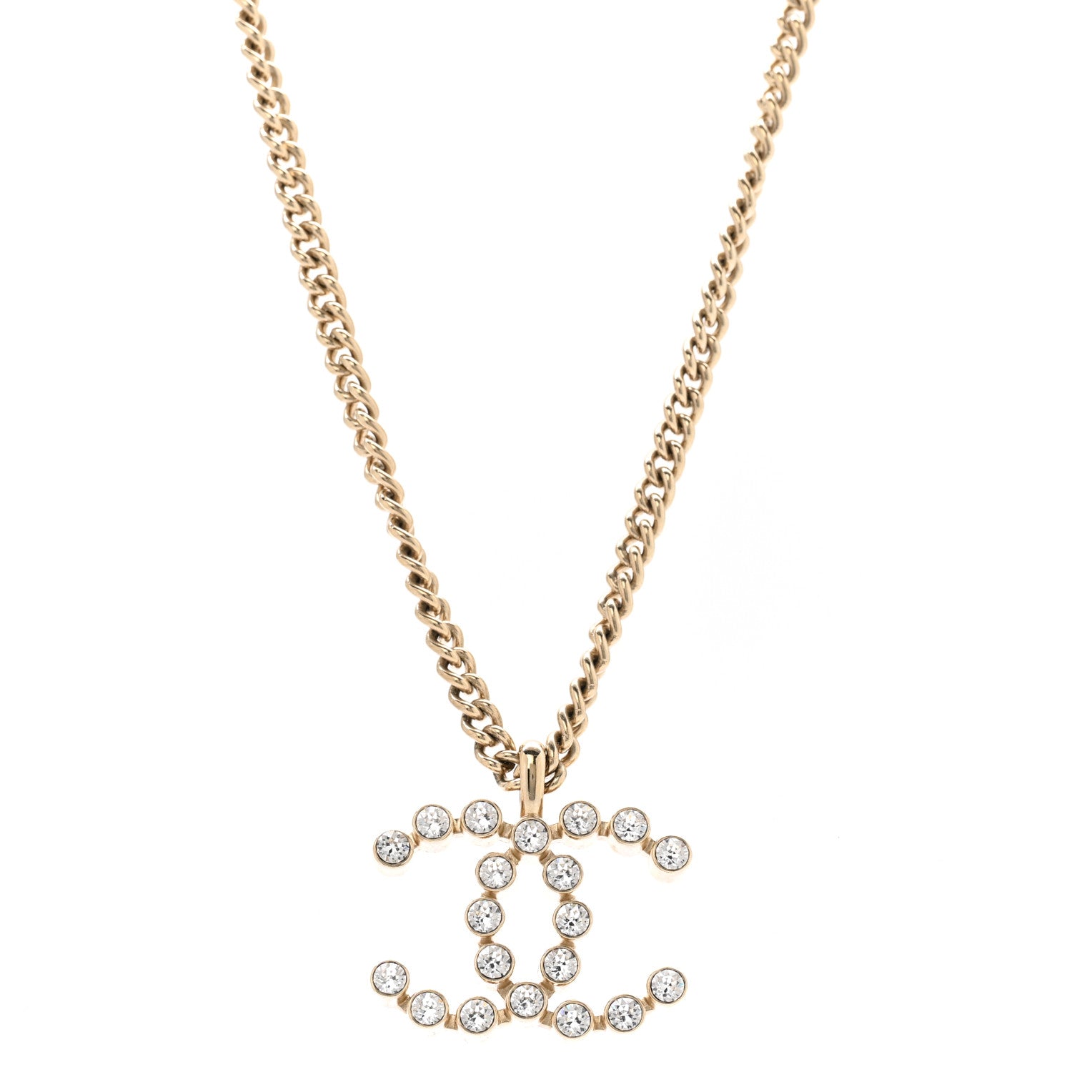 Crystal CC Pendant Necklace Gold