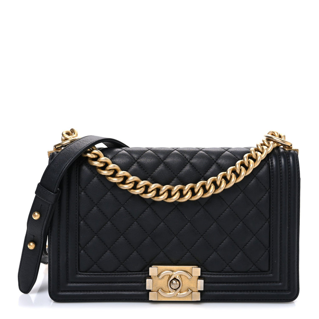 Chanel Lambskin Quilted Medium Boy Flap Black